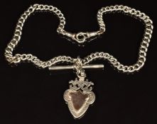 Hallmarked silver double Albert with fob, 39g