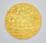 Indian gold one mohur coin (Shah Amam II, British Bengal Presidency) 1765-1947, 7.3g