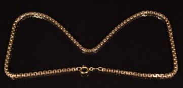 Victorian 9ct gold necklace made up of box links, length 39cm, 14.6g