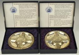 Pair of Bank of England hallmarked silver pin dishes to commemorate the 300th anniversary of the
