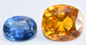 A 1.16ct oval cut sapphire with certificate and a 2.67ct golden / orange sapphire