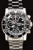Seiko gentleman's alarm chronograph wristwatch ref. 7T62-0CV0 with date aperture, luminous hands and