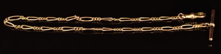 A c1900 9ct rose gold fob chain, c1900, length 29cm, 6.8g