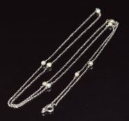 A 9ct white gold necklace set with pearls, 4.3g