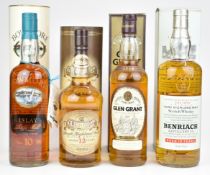 Four bottles of whisky comprising Benriach Pure Highland Scotch Whisky aged 10 years, 1 litre, 43%