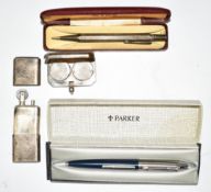 Hallmarked silver sovereign case, hallmarked silver lighter, hallmarked silver Yard-o-Led propelling