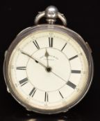Thomas Russell & Son hallmarked silver open faced centre seconds chronograph pocket watch with steel