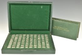 Cased set of 100 Greatest Cars silver ingots, each marked 925/1000, with book of sheets giving