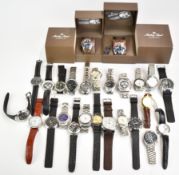 Twenty-six various gentleman's wristwatches including Mathey-Tissot, Guess, Revo, Swiss Army,