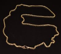 A 9ct gold belcher watch chain or necklace, length 77cm, 15.9g