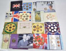 Twelve Royal Mint and other coin presentation packs
