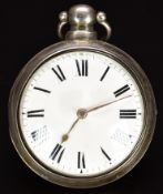 Thomas Farmer of Stockton hallmarked silver pair cased pocket watch with gold hands, black Roman