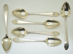 Georgian set of six Scottish hallmarked silver teaspoons, Edinburgh circa 1800, maker Francis