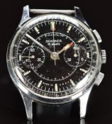 Sekonda gentleman's chronograph wristwatch with luminous hands and hour markers, black dial,