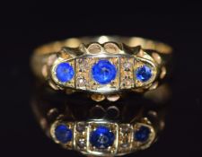 An 18ct gold ring set with paste and diamonds, Birmingham 1923, 2.8g, size P