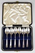 George VI cased set of six hallmarked silver teaspoons, Sheffield 1943, maker Atkin Brothers, weight