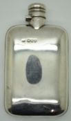 Victorian Sampson Mordan & Co hallmarked silver hip flask, with hinged bayonet cap, London 1893,