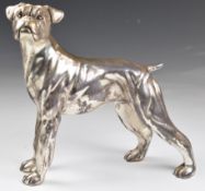 Silver novelty model of a dog marked silver and 995, possibly Greek, length 15cm
