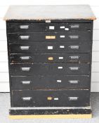 19th/20thC painted pine haberdashery or collector's chest of seven graduated compartmentalised