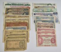 A collection of overseas, UK and Channel Islands banknotes etc, includes two Straits Settlements $