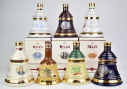 Seven Wade Bell's whisky bell decanters including commemorative examples, unopened