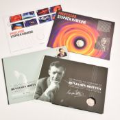 Two PNC stamp and coin covers comprising Stephen Hawkin 50p and Benjamin Britten 50p