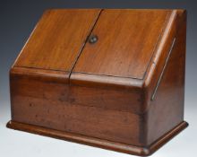 Late 19thC or early 20thC Army and Navy mahogany stationery box with calendar to top and Bramah
