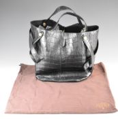 Mulberry Kite bucket tote bag in black leather with gilt metal hardware, with Mulberry dust bag,
