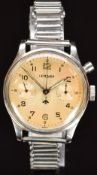 Lemania Royal Navy military gentleman's single button chronograph wristwatch with luminous hands,