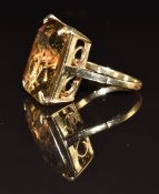 A 9ct gold ring set with a smoky quartz, 8.6g, size P