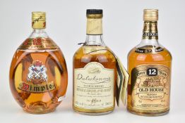 Three bottles of whisky comprising Dalhwhinnie 15 year old single malt 70cl, 43% vol, Dimple 12 year