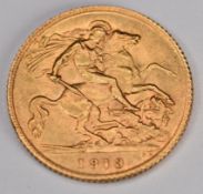 1913 George V gold half sovereign