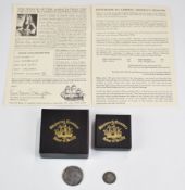 William III 'shipwreck coins' 1697 half crown and sixpence, with certificate
