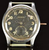 Doxa military style gentleman's wristwatch with inset subsidiary seconds dial, Arabic numerals,