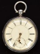 D Hyams of Manchester hallmarked silver open faced pocket watch with inset subsidiary seconds