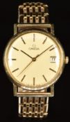 Omega 9ct gold gentleman's wristwatch ref. 132.5017 with date aperture, black and gold hands and