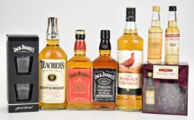 Collection of whisky comprising Famous Grouse, 1ltr, 40%, Teacher's, 75cl, 40%, Jack Daniel's