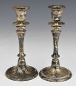 Pair of Edward VII Walker & Hall hallmarked silver candlesticks, Sheffield 1908, height 16cm