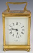 De La Grense, Oxford gilt cased carriage clock, height including handle 15cm