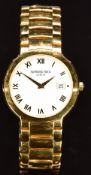 Raymond Weil gentleman’s wristwatch ref. 5592 with date aperture, gold hands and Roman numerals,