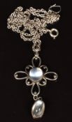 Arts & Crafts silver pendant set with moonstone