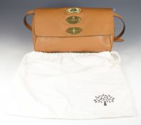Mulberry handbag or underarm bag in tan grained leather with decorative triple postman's lock