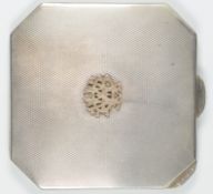 Art Deco hallmarked silver compact with engine turned decoration, Birmingham 1930, maker William