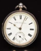John Swain & Co of Bristol & Warrington hallmarked silver open faced pocket watch with inset