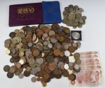 Approximately 485g of UK pre-1947 silver coinage together with a collection of pre-decimal etc and