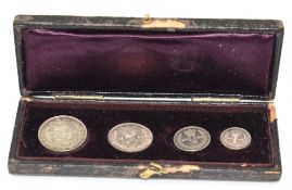 1884 Queen Victoria Maundy coin set, young head, in fitted case