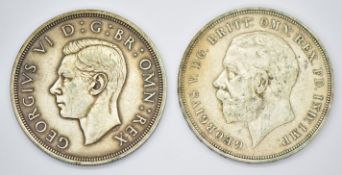 1935 George V 'rocking horse' crown together with a 1937 George VI Coronation example