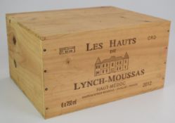 Case of six bottles of Chateau Les Hauts Lynch - Moussas Haut Médoc 2012