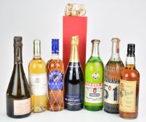 Wine, spirits and Champagne including Chateau Lange Sauternes 2015, two vintage bottles of Pernod,