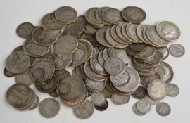 Approximately 825g of pre-1920 coinage comprising Queen Victoria, Edward VII and George V, half
